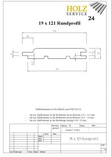 Rundprofil 19 x 121mm, nord. Fichte, glattgeh. Profilholz