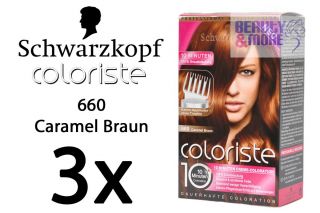 3x Schwarzkopf Coloriste Haarfarbe 660 Caramel Braun
