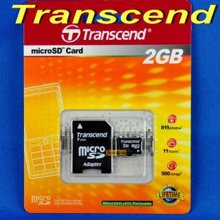Transcend 2GB micro SD Handy Karte + SD Adapter Neu OVP TS2GUSD