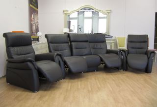Sofa Couch Echt Leder Garnitur 3+1+1 Liegefunktion Relax Stilmöbel