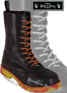 Boots & Braces 10 Loch Fire Cracle Stiefel And Rangers Schwarz Schuhe