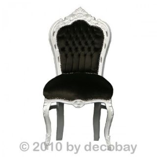 Antiker Stuhl weiss lackiert Polsterstuhl schwarz Barock Barockstuhl