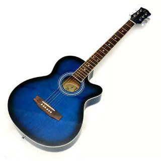 Akustik Gitarre Westerngitarre in Hochglanz Blau mit Rosenholz