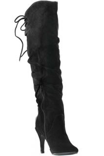 Schwarz Overknee Stiefel Designer Damenstiefel 10 cm Pfennigabsatz