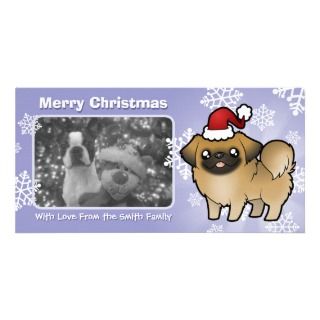 Christmas Pekingese (puppy cut) Photo Greeting Card