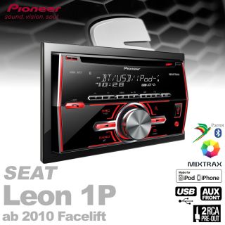 Pioneer 2 DIN USB iPhone MP3 Autoradio+Radioblende für Seat Leon 1P