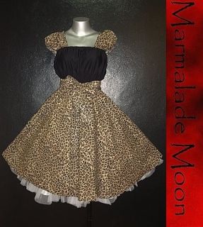 50er LEO ROCKABILLY Petticoat TANZ KLEID 44 46 48 eMo Leoparden 50s