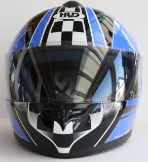 HLD Motorradhelm XL 61/62 cm schwarz blau Motorrad Helm Integralhelm