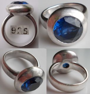 925 er Silber Ring mit blauem Stein Gr.59 15,5Gramm