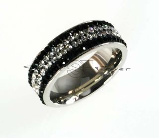 Edelstahl Designer Ring besetzt mit schwarzen und weißen