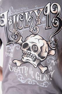 LUCKY 13 YE OLDE Tattoo Totenkopf Death & Glory Rockabilly T Shirt
