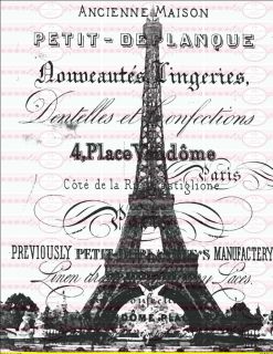 Shabby Vintage Bügelbild Eifelturm Paris NO. 161