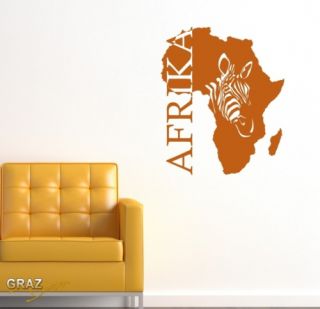 Wandtattoo Wandaufkleber Karte Afrika Zebra Wohnzimmer