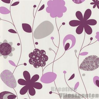 Vliestapete Blumen (1,68€/m²) rosa violett lila Tapete florales