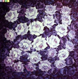 Modern   Ein Traum von violetten Rosen x80271 100x100cm Ölgemälde