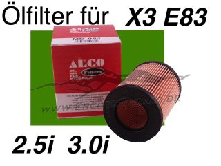 BMW Ölfilter für X3er E83 Öl Filter X3 2,5i 3,0i