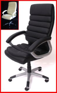 Bürostuhl Drehstuhl Chefsessel M62 ~ Kunstleder, schwarz, creme