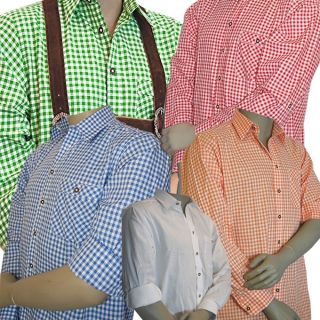 Freizeithemd Trachtenhemd Hemd Xaver mit Krempelärmel 100% Baumwolle