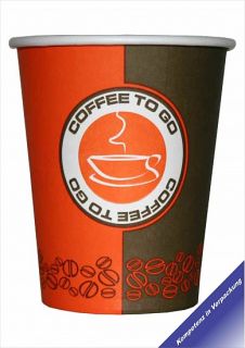 000 Coffee to go Becher, Kaffeebecher aus Hartpapier braun/orange, 0