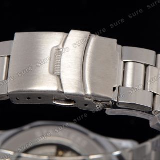 Skelettuhr Mechanische Edelstahl Herrenuhr Uhr Armbanduhr Datum #117