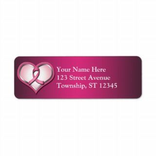 Pink Ribbon Heart Breast Cancer address labels