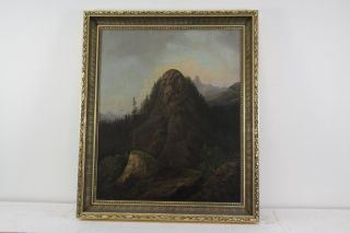 Romantiker Landschaft im Gebirge Olgemaelde sig Lehmann dat 185 19 Jhd