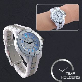 Neu Weiss 7 Farben LED digital Analog Quarz Armband Uhr