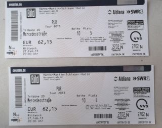 Karten Sitzplätze am 27.02.13 in Stuttgart Neupreis 124,30 €