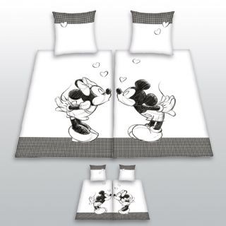 + Minnie Maus Mickey Mouse 4tlg Bettwäsche Linon 135 x 200cm