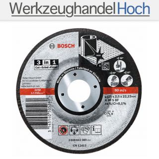 BOSCH Trennscheibe 3 in 1 A 46 S BF, 125 mm, 22,23 mm, 2,5 mm