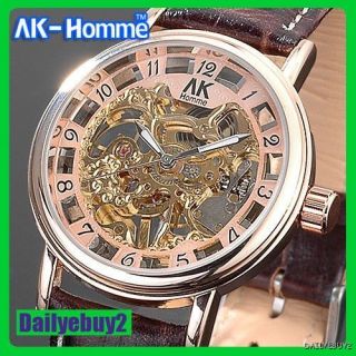 NEU orig. AK HOMME elegante Herren Skelett Mechanische Armband Uhr