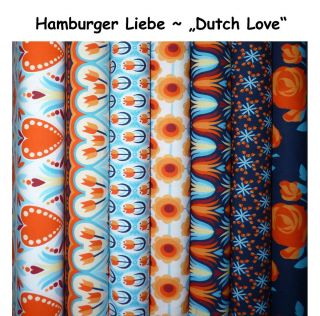 Hamburger Liebe Dutch Love Blau Rot ~ Meterware Stoff Baumwolle 25cm