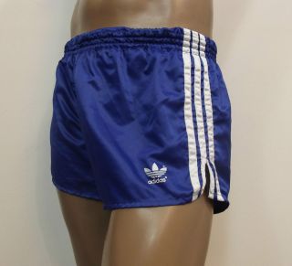 ADIDAS Glanz Nylon Shorts!!! Vintage Short Sporthose Blau so139