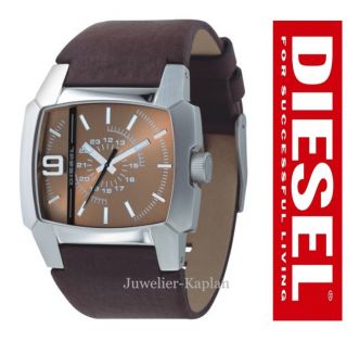 Uhr Leder Dunkel Braun Armband Herreuhr DZ1132 NEU UVP 139€