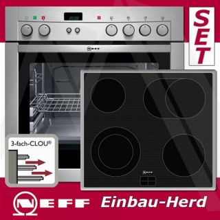 Neff HERDSET Mega Elektro Einbauherd Edelstahl+3fach Clou+ Glaskeramik