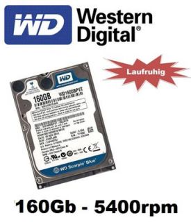 Western Digital 160 GB Sata Hdd Festplatte Laptop Notebook 5400rpm 2.5