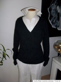 Esprit Merino Wolle mix Pullover in Wickel Look Gr.42