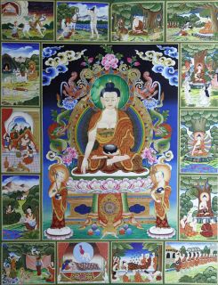 175.64 Buddha Life Story Thangka Painting Lama Arts