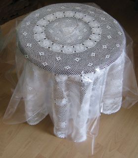 Tischdecken rund 180 cm Handarbeit weiss Baumwolle NEU