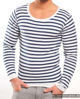 WASABI Shirt Pulli Weiß Navy Streifen Shirt Fashion Mode WSB JEANS GR