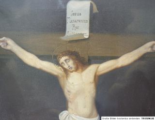 Gemälde Öl auf Leinwand Jesus Christus am Kreuz Ende 19. Jahrhundert