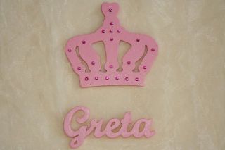 Holz Türschild Krone Prinzessin Holzbuchstaben rosa