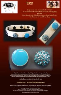 Pilgrim Snap System 2er Set silber blau Kristall Glamur für Leder