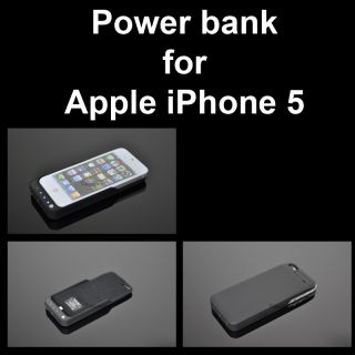 Schwarz External Power 2000mAh Batterie Akku für Apple iPhone 5 D