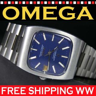 Blue Dial OMEGA Constellation Chronometer Quick Date Steel Mens Watch