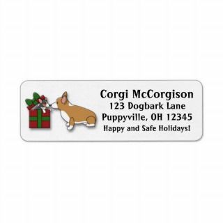Kawaii Christmas Corgi Puppy Gift Address Labels