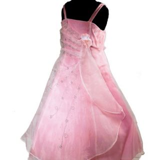 D231 Rosa Hochzeit Festzug Kleidung Blumenmädchen Festkleid mit Schal