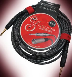 Grover Noiseless Guitar Instrument Cable 20 braided gold plated plug