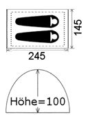 Maße in cm 245 x 145 x 100 (Höhe) Gewicht ca. 2,4 kg Packmaß ca