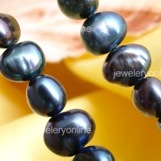 7mm Süßwasser Zuchtperlen Perlen Strang Schwarz Top TREND